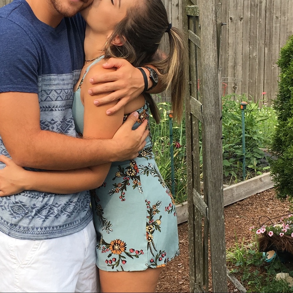 Blue floral romper